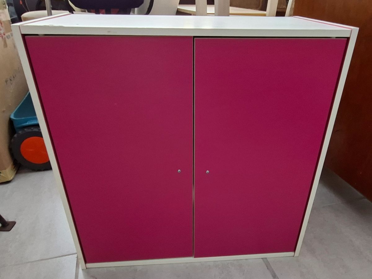 Pink & White 2-Door Storage Cabinet