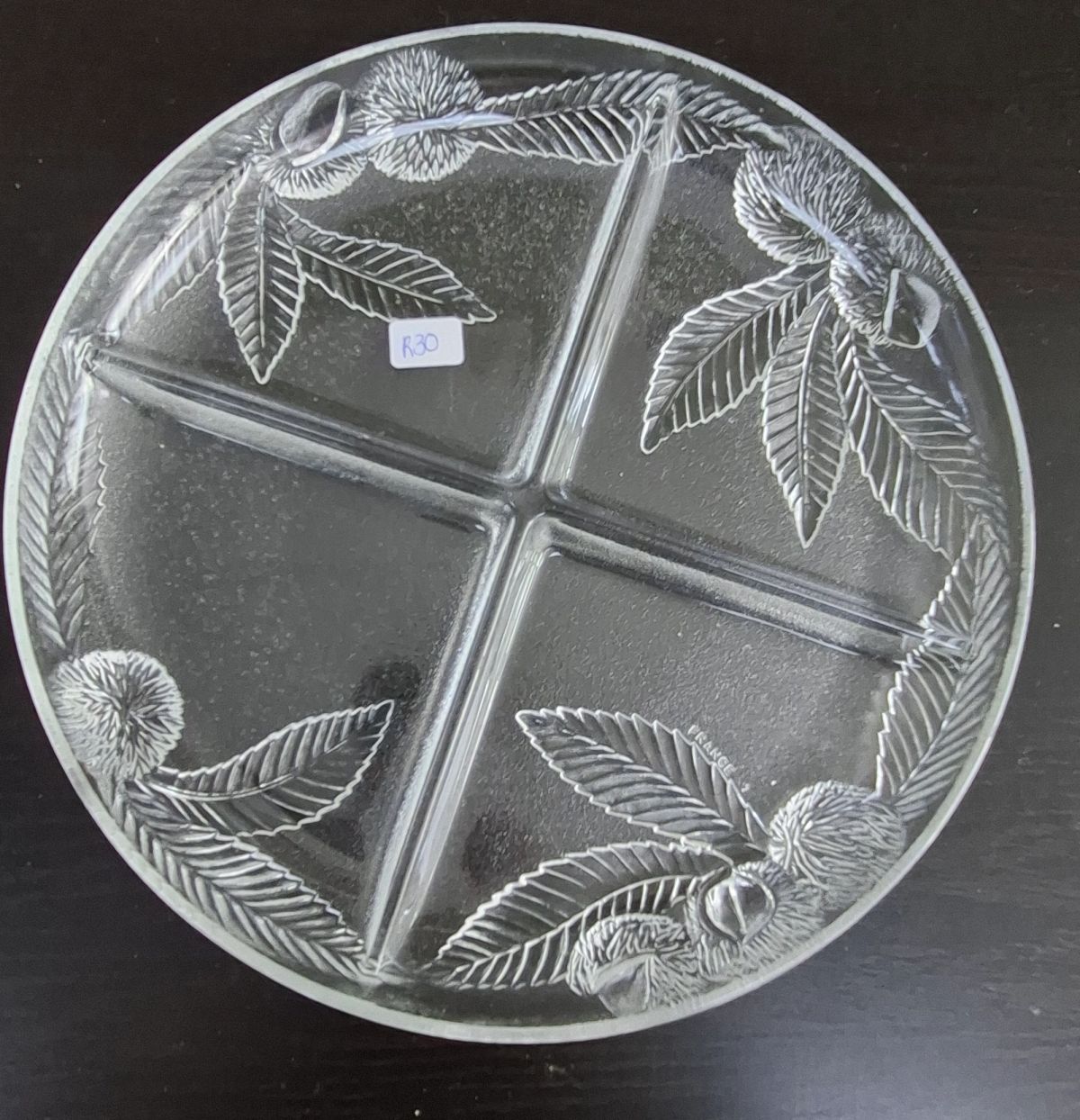 Decorative Glass 4-Section Serving Platter – Floral Design