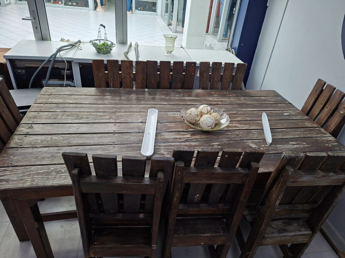 8 Seater Rustic Wooden Dining Table and Chairs  2