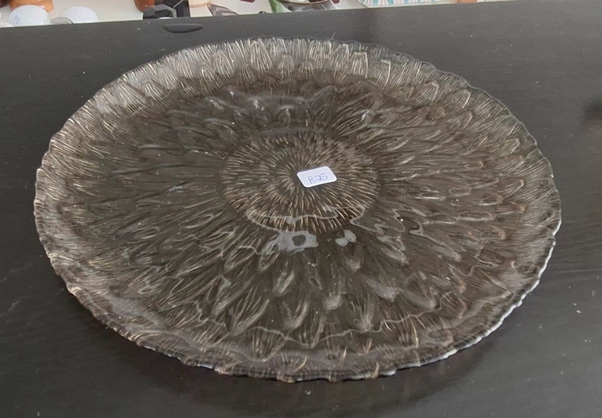 Decorative Textured Glass Serving Bowl – Floral Design 2