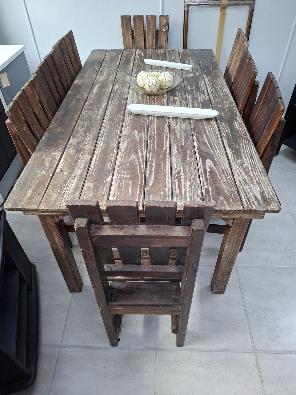 8 Seater Rustic Wooden Dining Table and Chairs  4