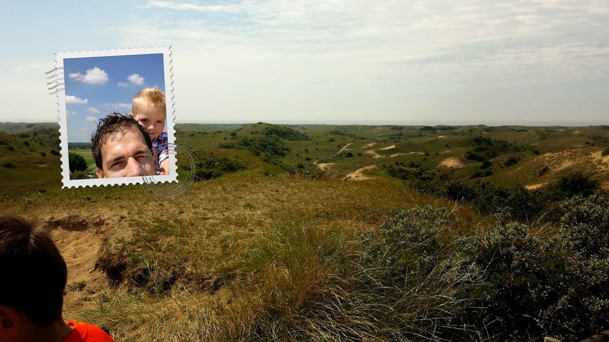 Sven op nek, Sven rennen, Sven spelen, Sven nat, Sven droog... 
