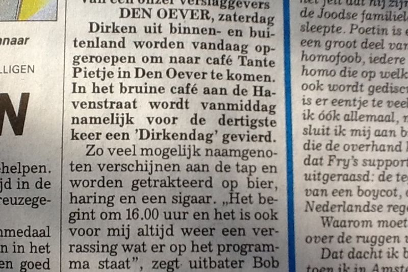 Vandaag is het Dirkendag