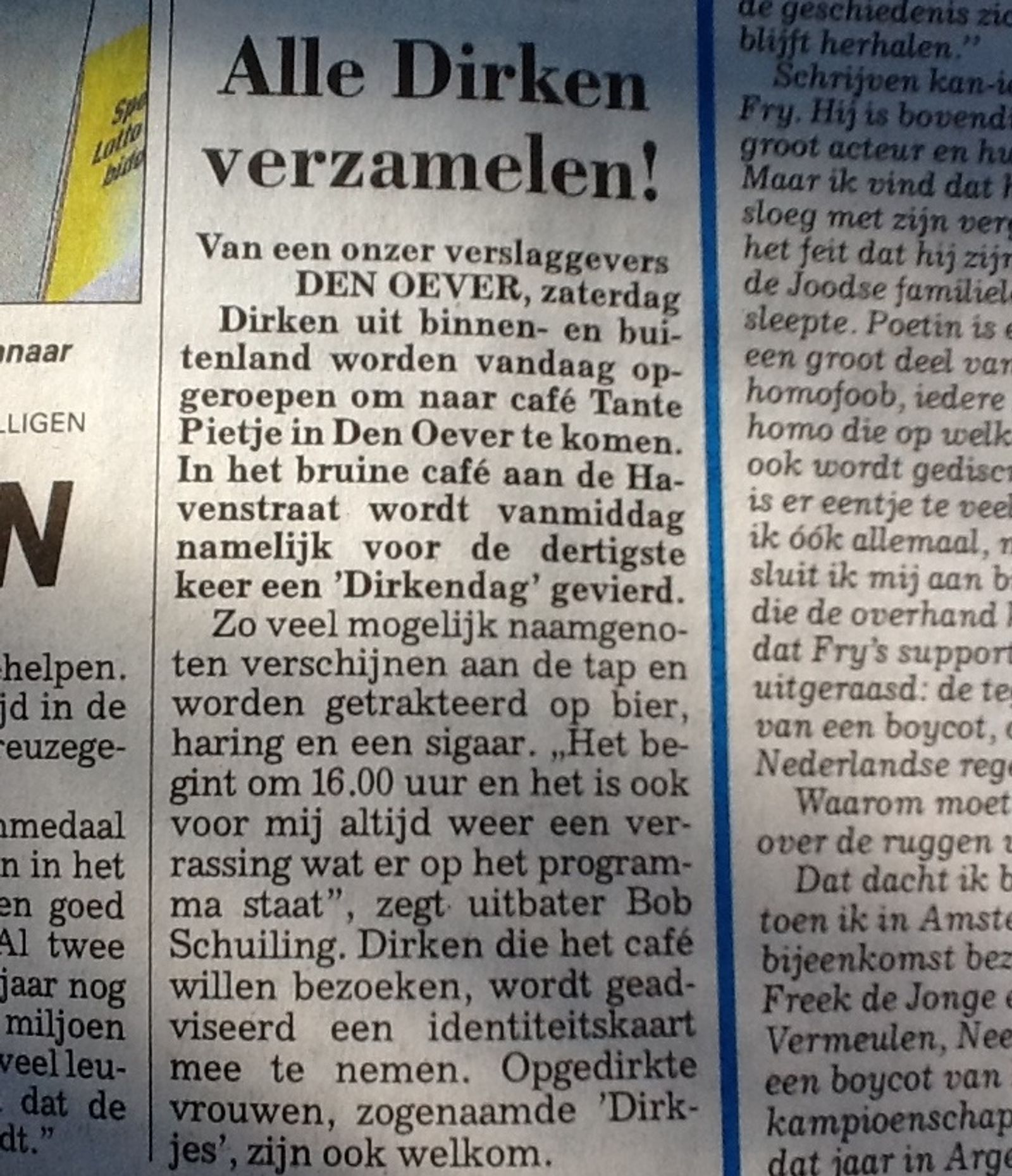 Vandaag is het Dirkendag
