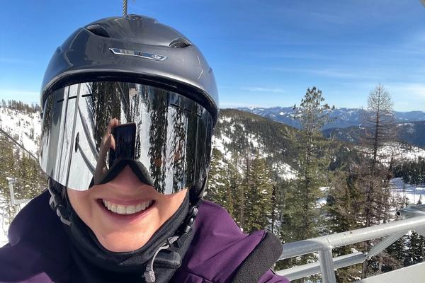 Emily skiing at a local mountain resort in Idaho.