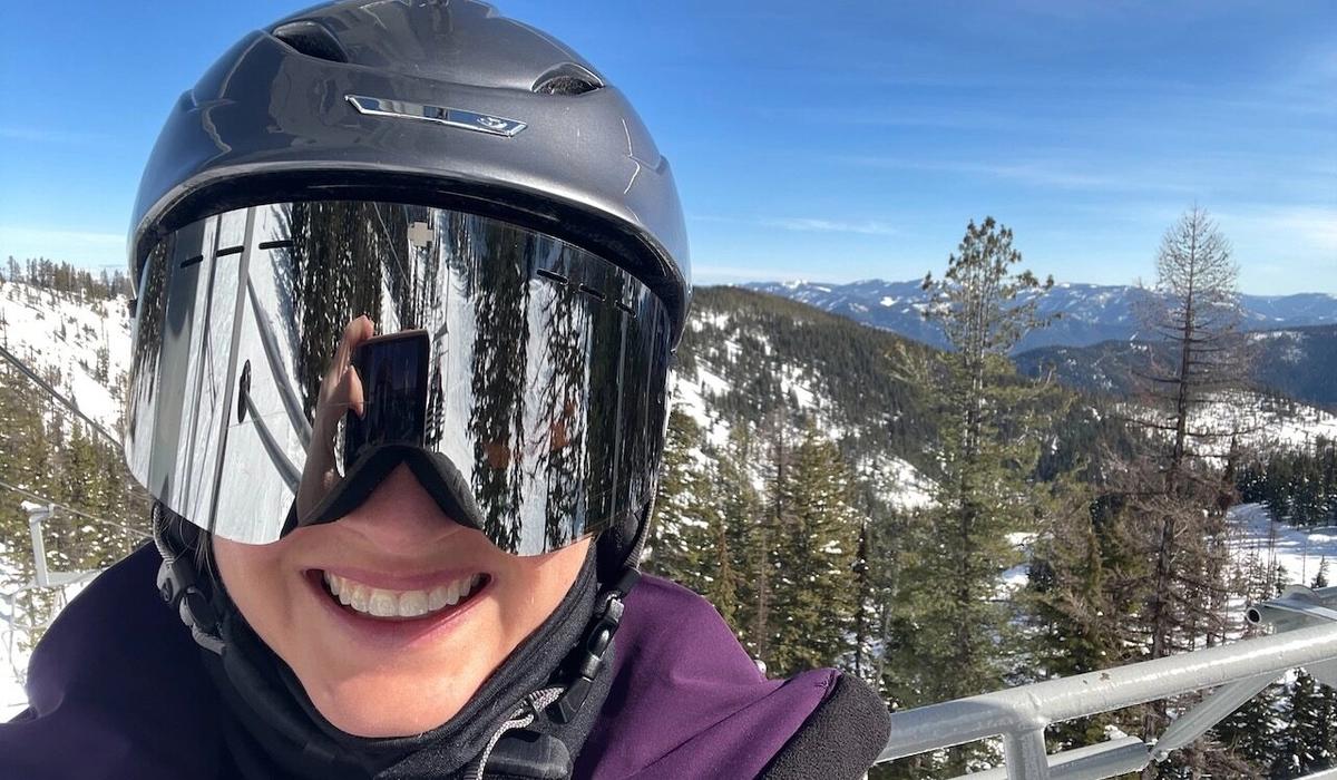 Emily skiing at a local mountain resort in Idaho.