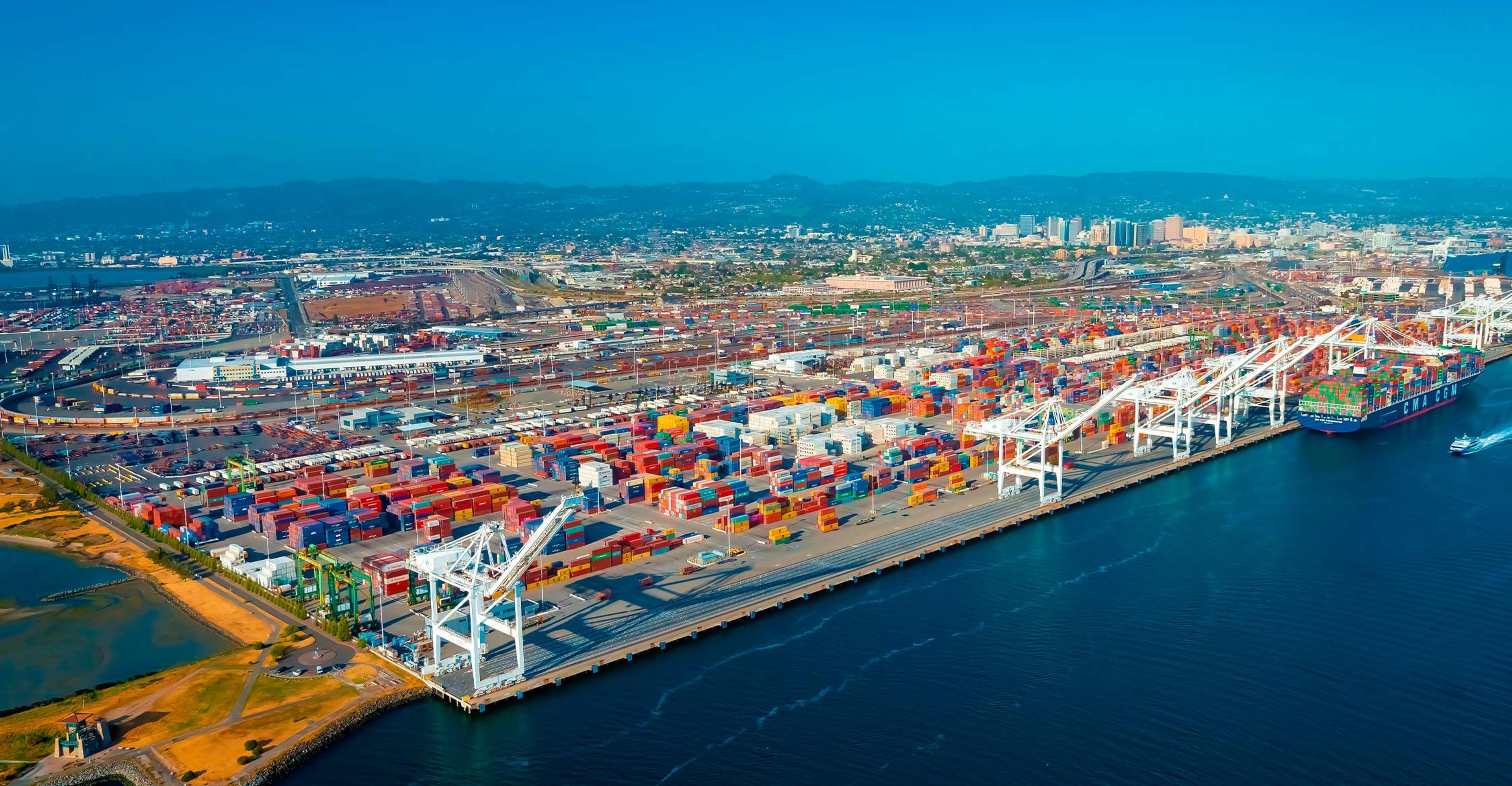 aerial shot overlooking port