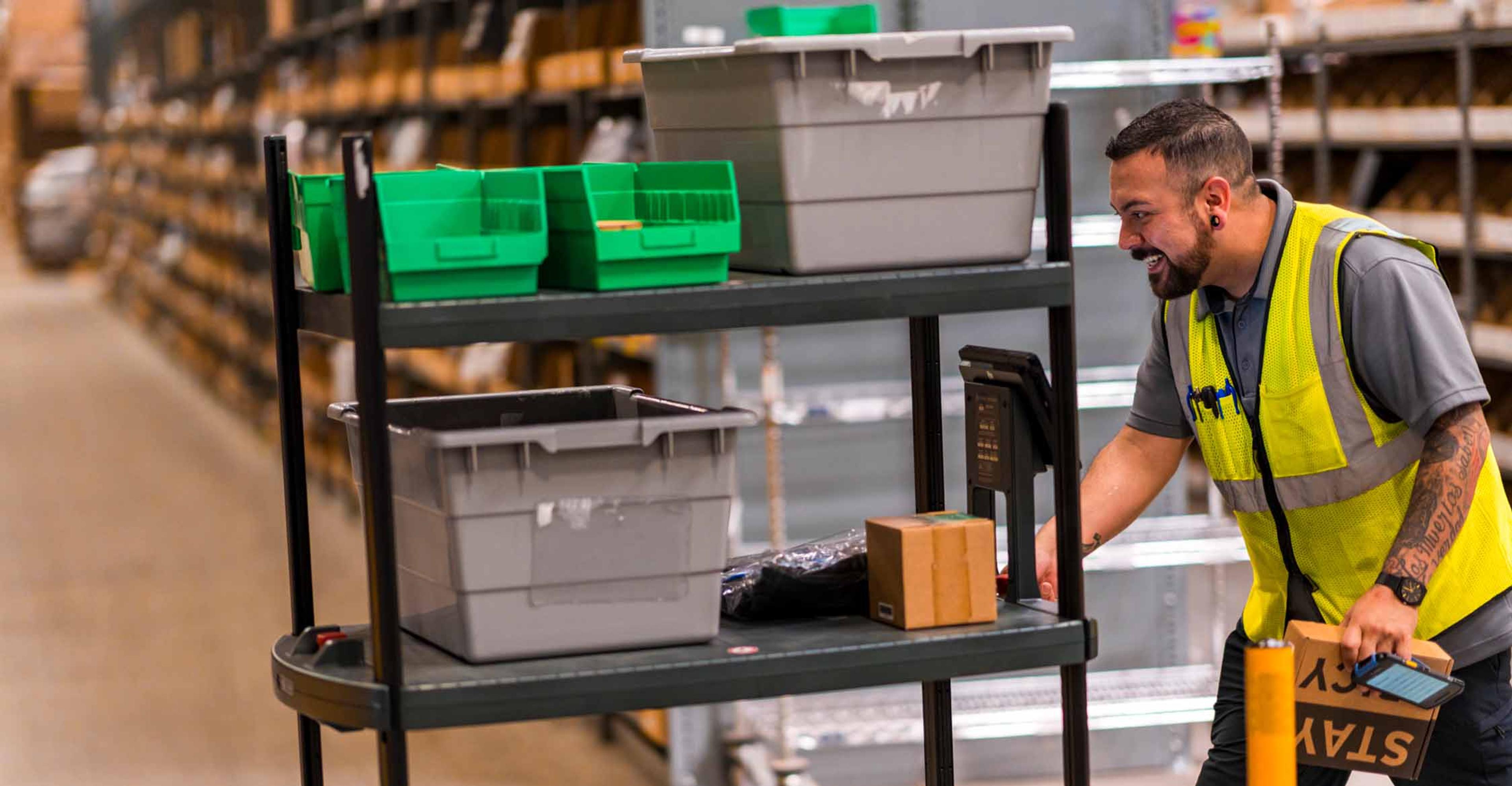 An ITS team member working on processing returns