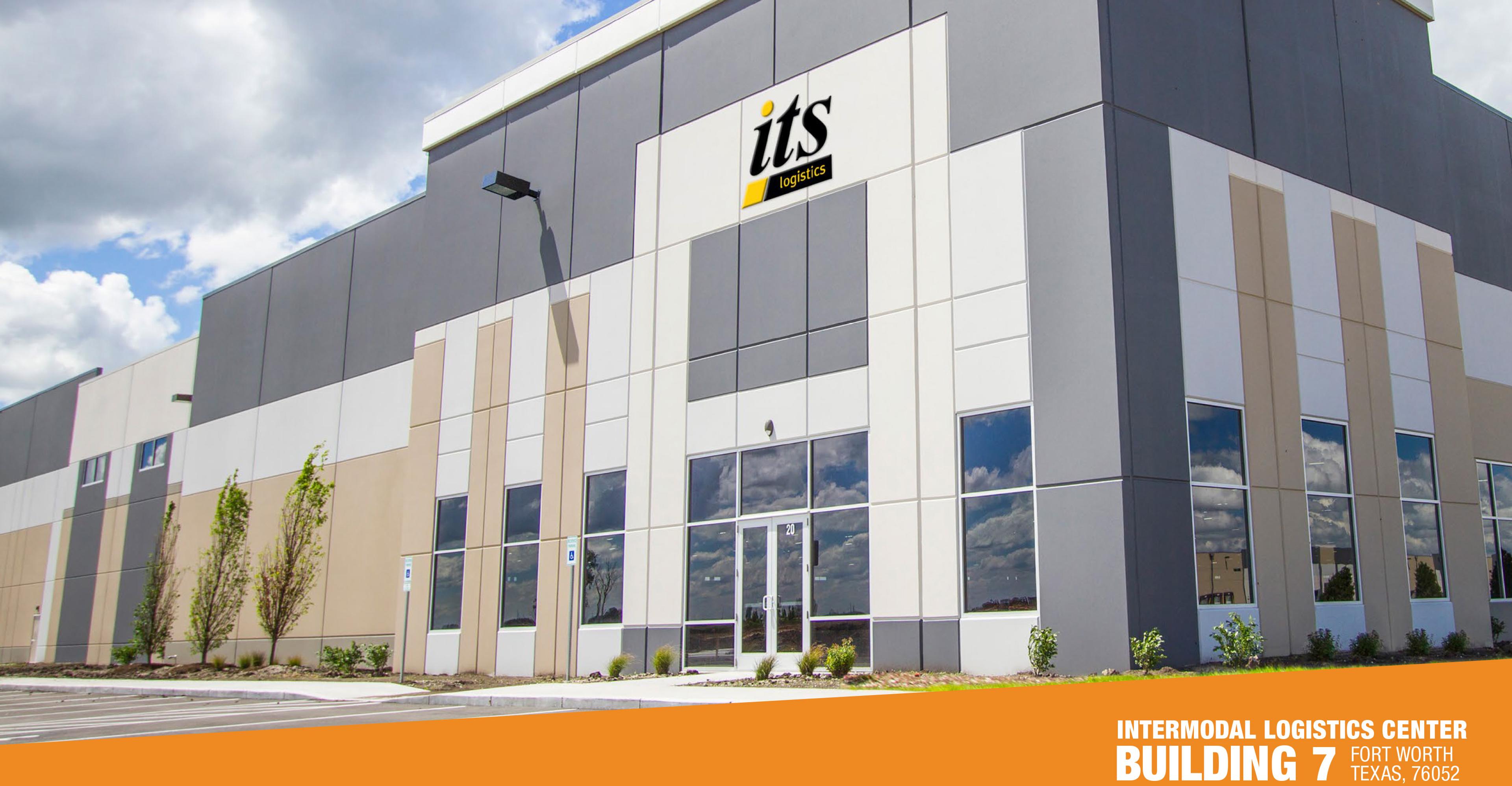 A distribution center with the ITS Logistics logo at the top of the building.