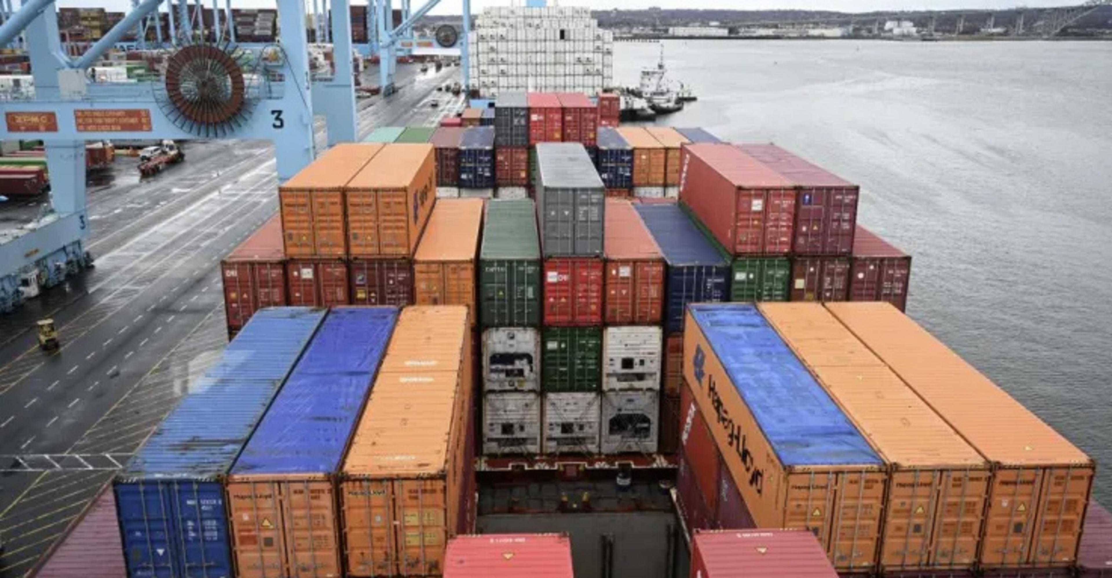 A view of shipping containers at New Jersey Elizabeth Port
