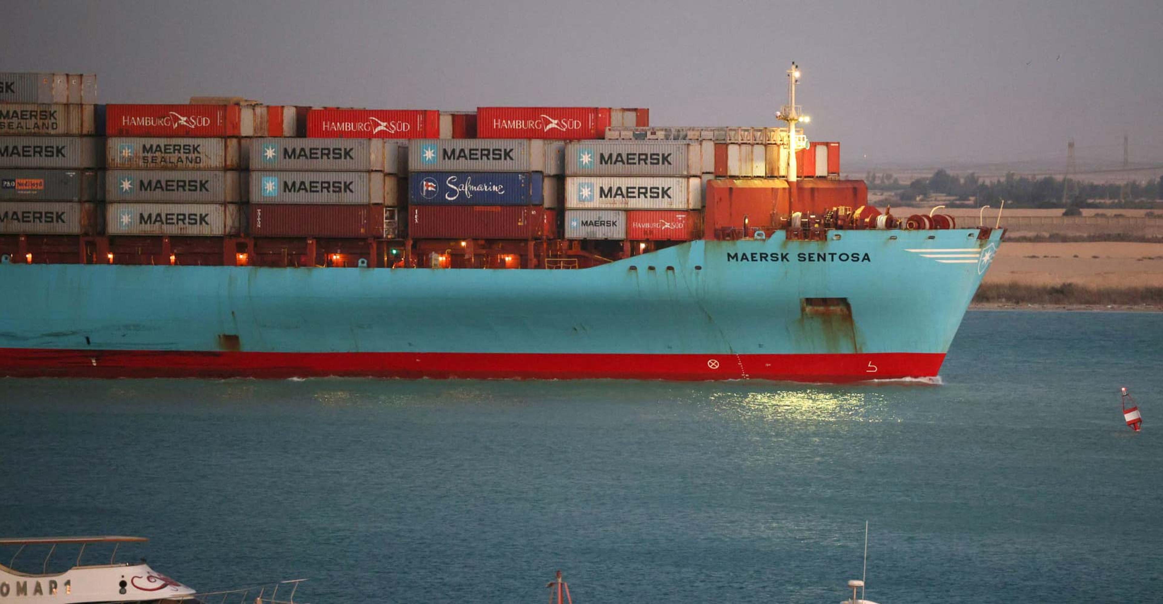 Cargo ship passing through red sea amongst rising freight rates and recession