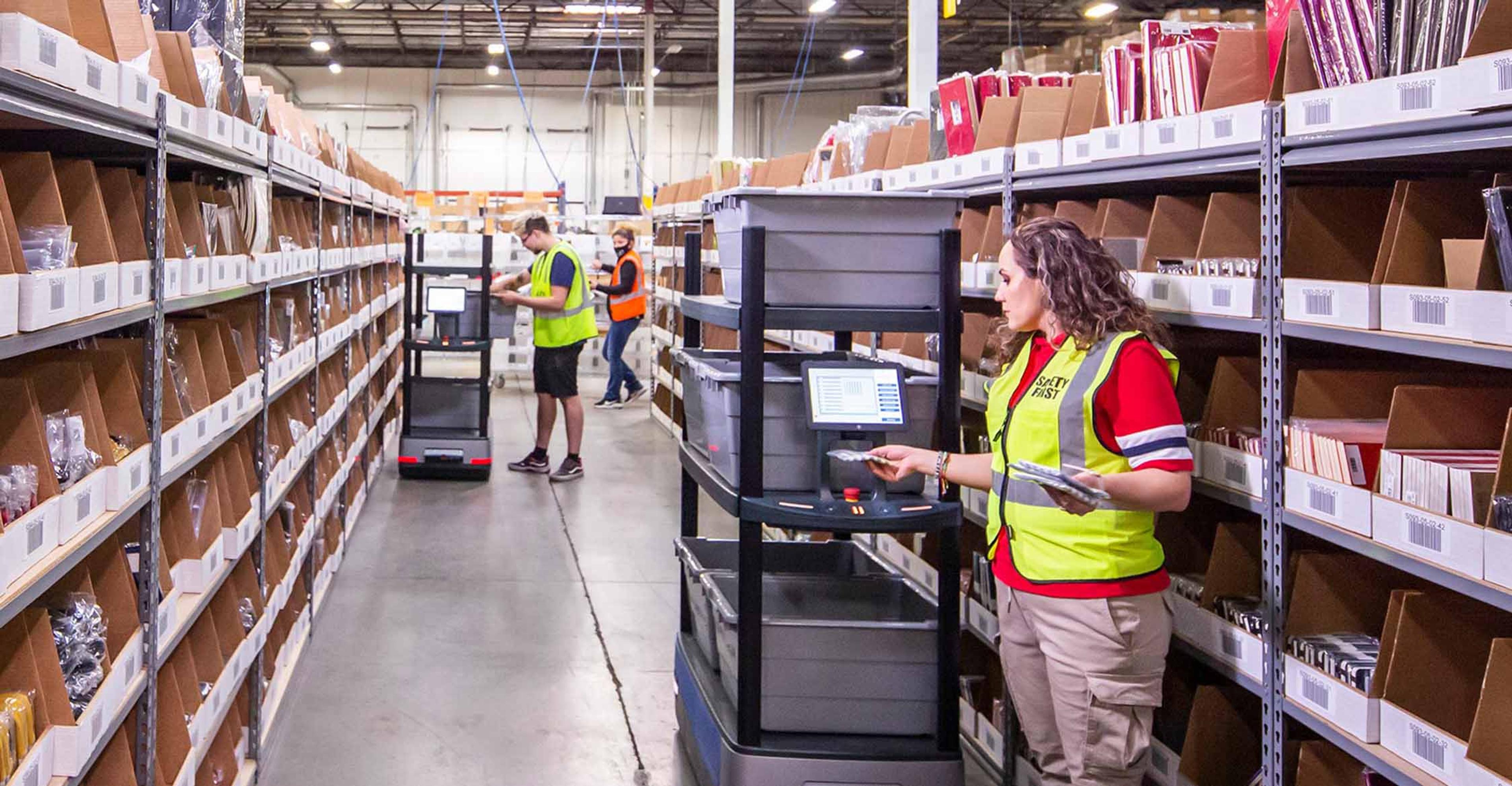 An ITS Logistics team member picking an order