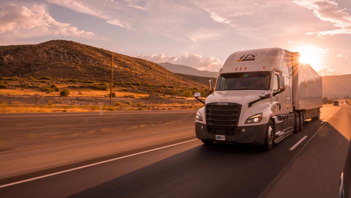 Fleet of logistics transport trucks