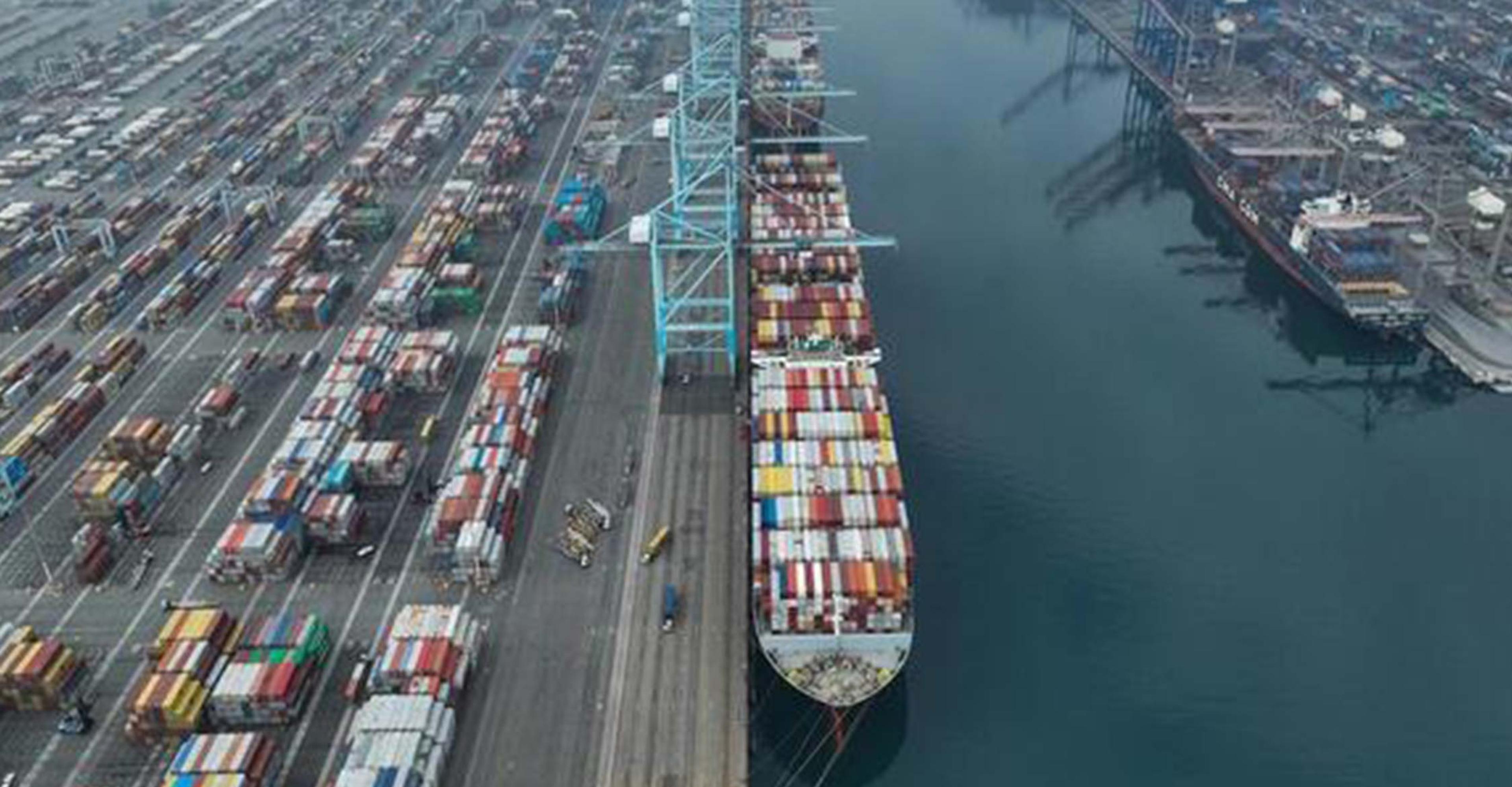 Cargo ships loaded up in port 2022