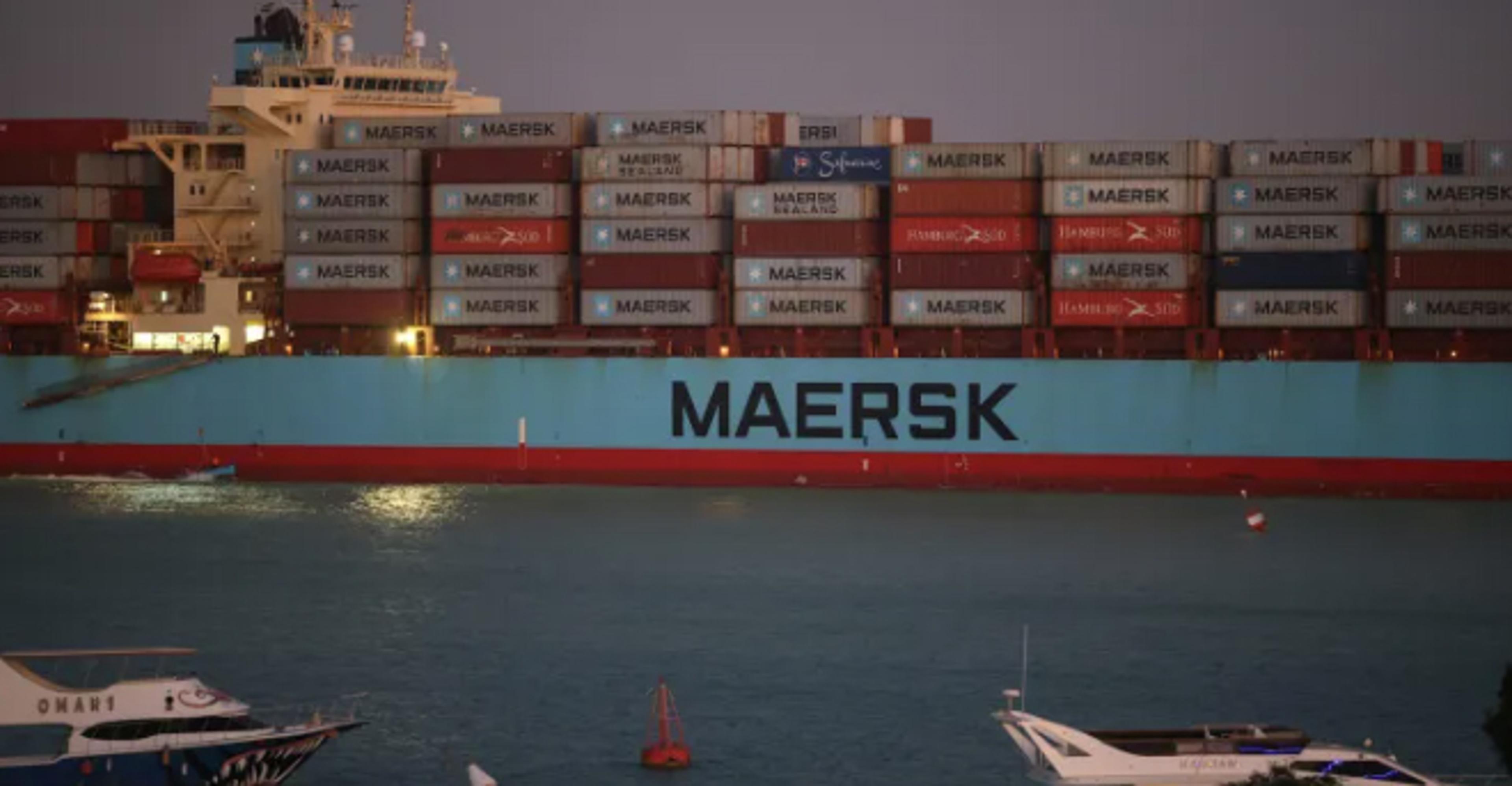 Maersk cargo ship in the red sea expecting increased shipping cost, delays and inflation
