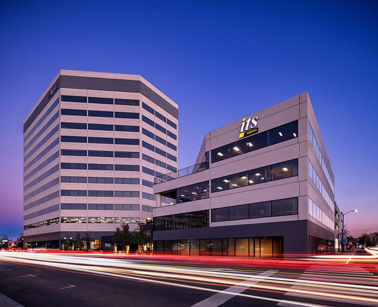 nightime photo of ITS corporate building