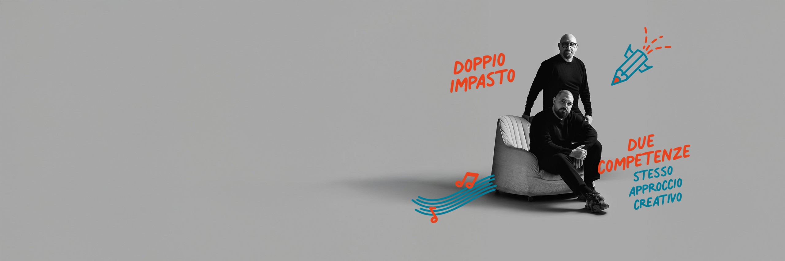 Michele e Giuseppe con i doodle del brand «doppio impasto, stesso approccio»