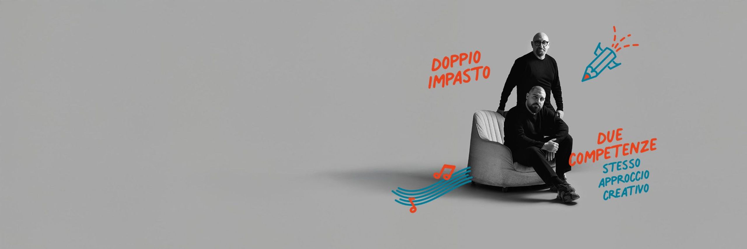 Michele e Giuseppe con i doodle del brand «doppio impasto, stesso approccio»