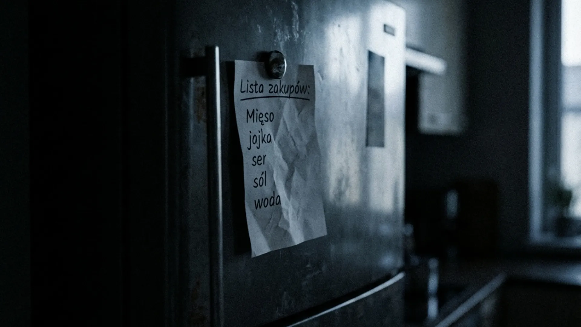 Lodówka na której wisi lista zakupów