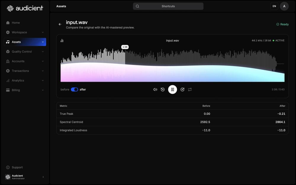 AI Mastering preview