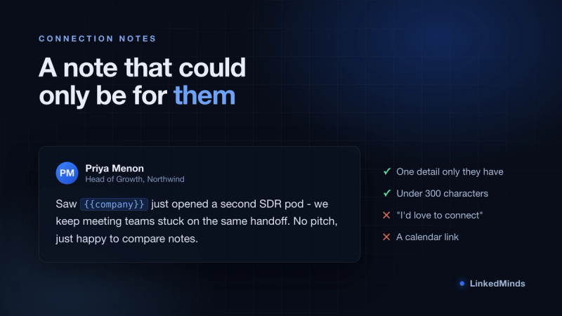 A connection note using a company variable, beside the rules it follows