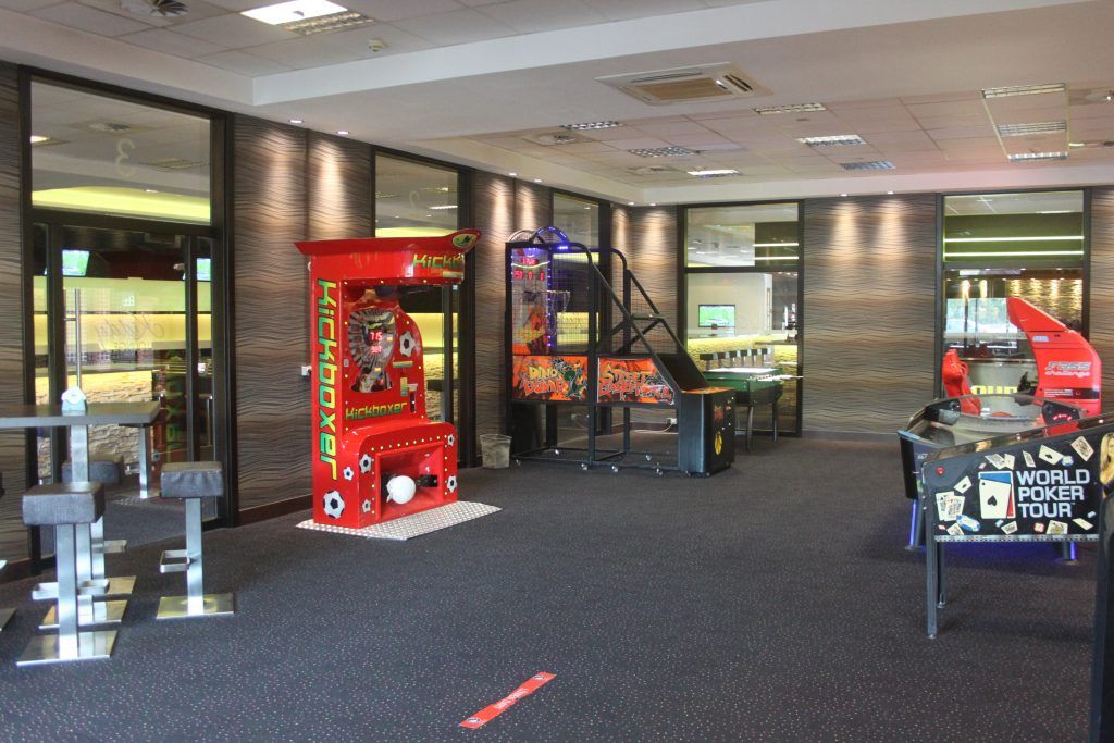 Arcade machines in the games area.