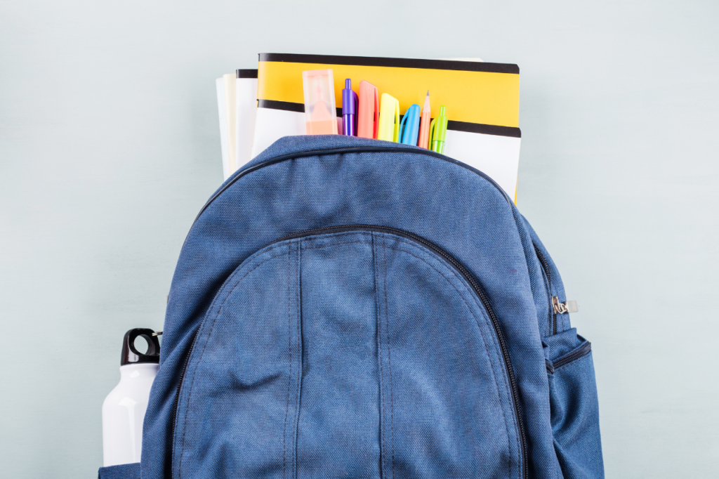 school bag and supplies