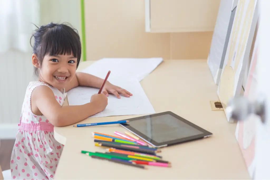 child studying