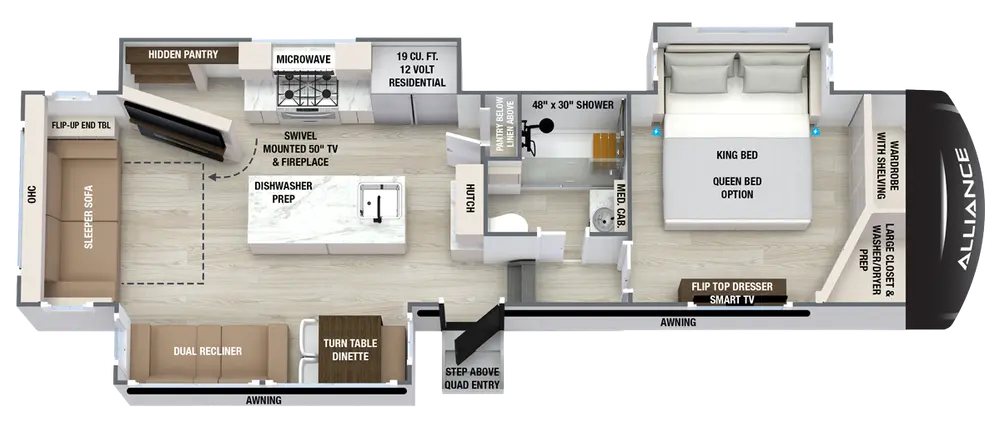 Alliance Alliance Paradigm 310RL floor plan layout published by Alliance RV