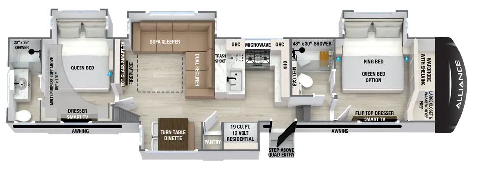Alliance Alliance Paradigm 395DS floor plan layout published by Alliance RV