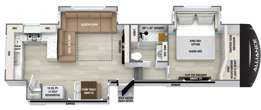 Alliance Alliance Paradigm 312RK floor plan layout published by Alliance RV