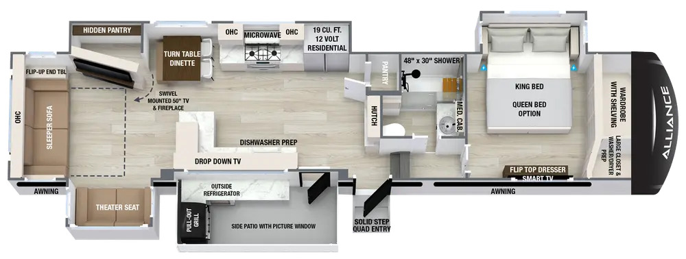 Alliance Alliance Paradigm 388SP floor plan layout published by Alliance RV