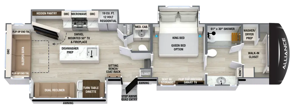 Alliance Alliance Paradigm 370FB floor plan layout published by Alliance RV