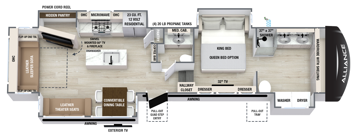 2027 Alliance Aurum 38FB floor plan diagram