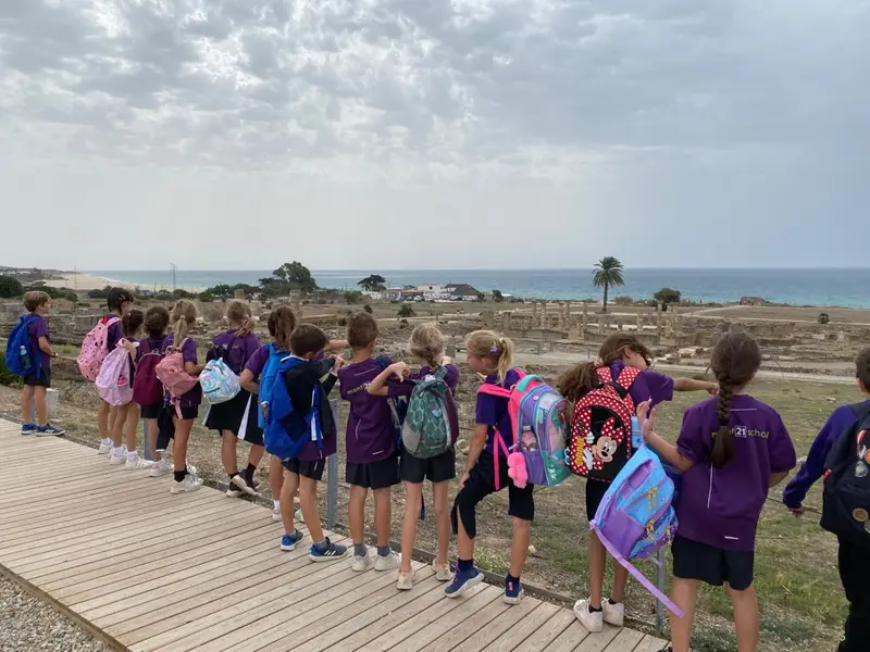 school class on educational trip in Spain