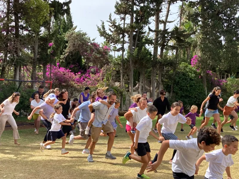 Montessori school community having fun outside