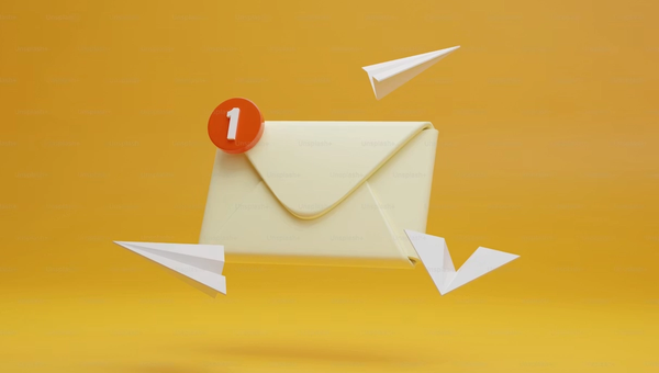email envelope in yellow background