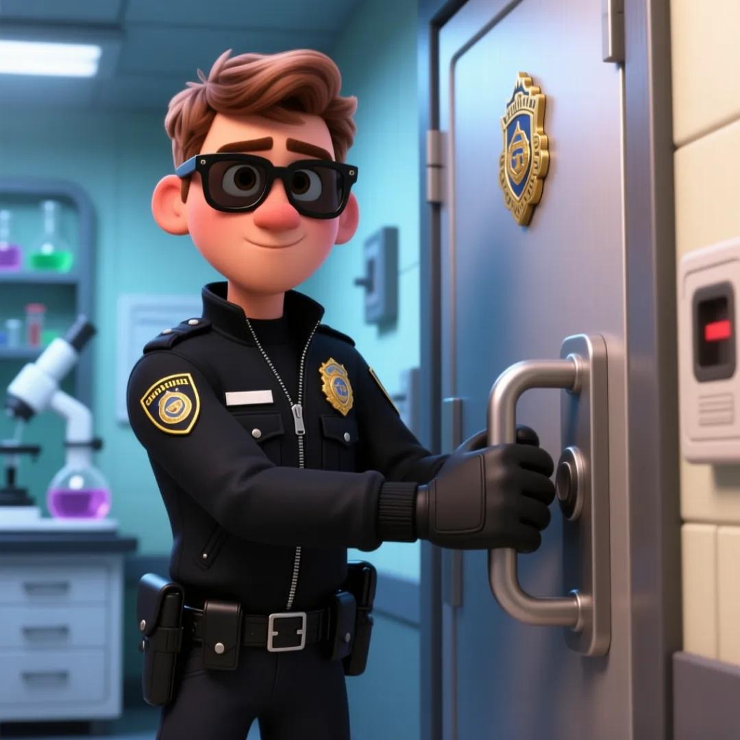 Imagen de un agente de seguridad que sostiene una puerta 