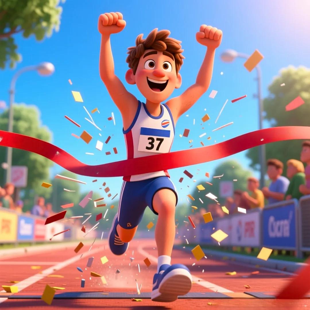 Atleta cruzando la línea de meta