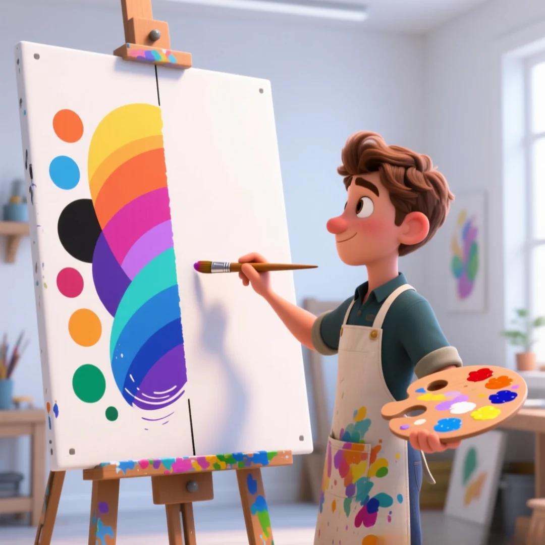 Imagen de un pintor con su acuarela, representa pintar el "CSS"