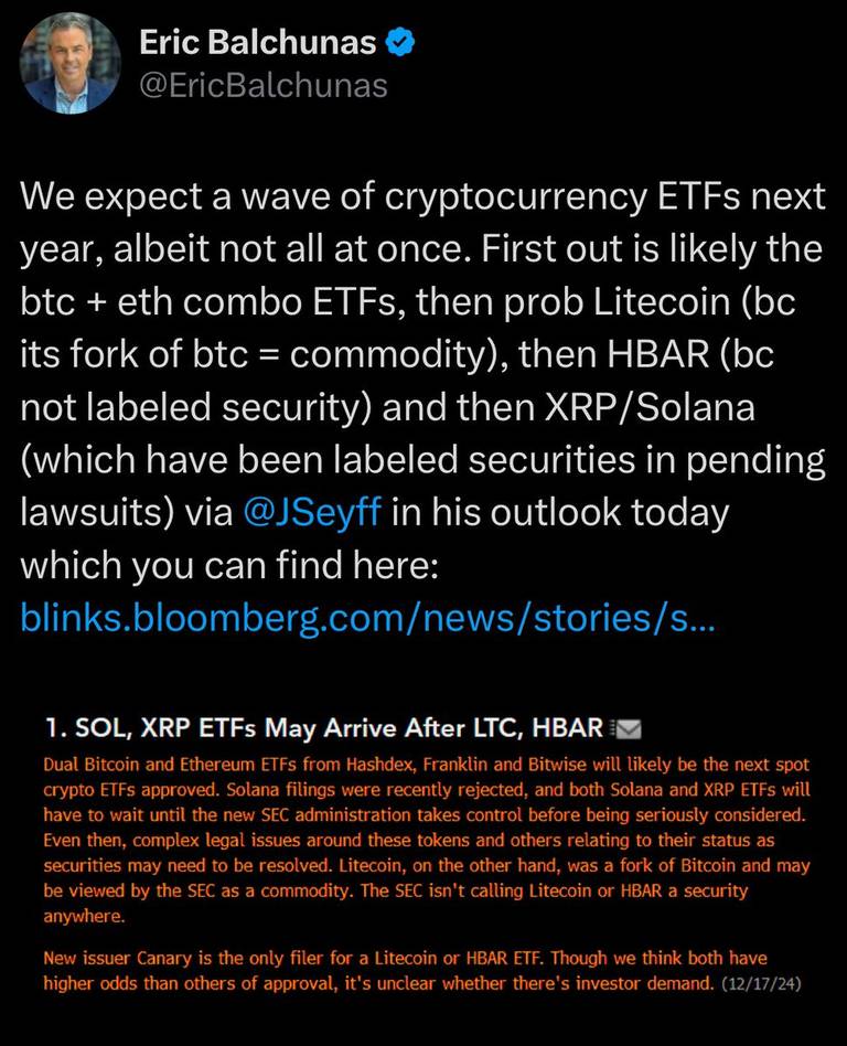 2024: A Year of Crypto ETFs? Bloomberg Analyst Predicts Major Launches for BTC, ETH, LTC, and More!