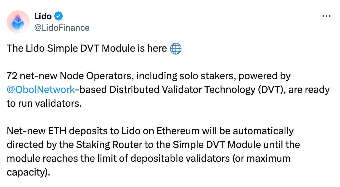 Lido Finance Implements Simple DVT to Increase Ethereum Node Operators