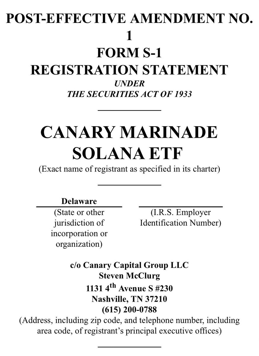 Canary Information Modification for Solana ETF Renamed Canary Marinade Solana ETF With Marinade Finance Partnership – “The Defiant”