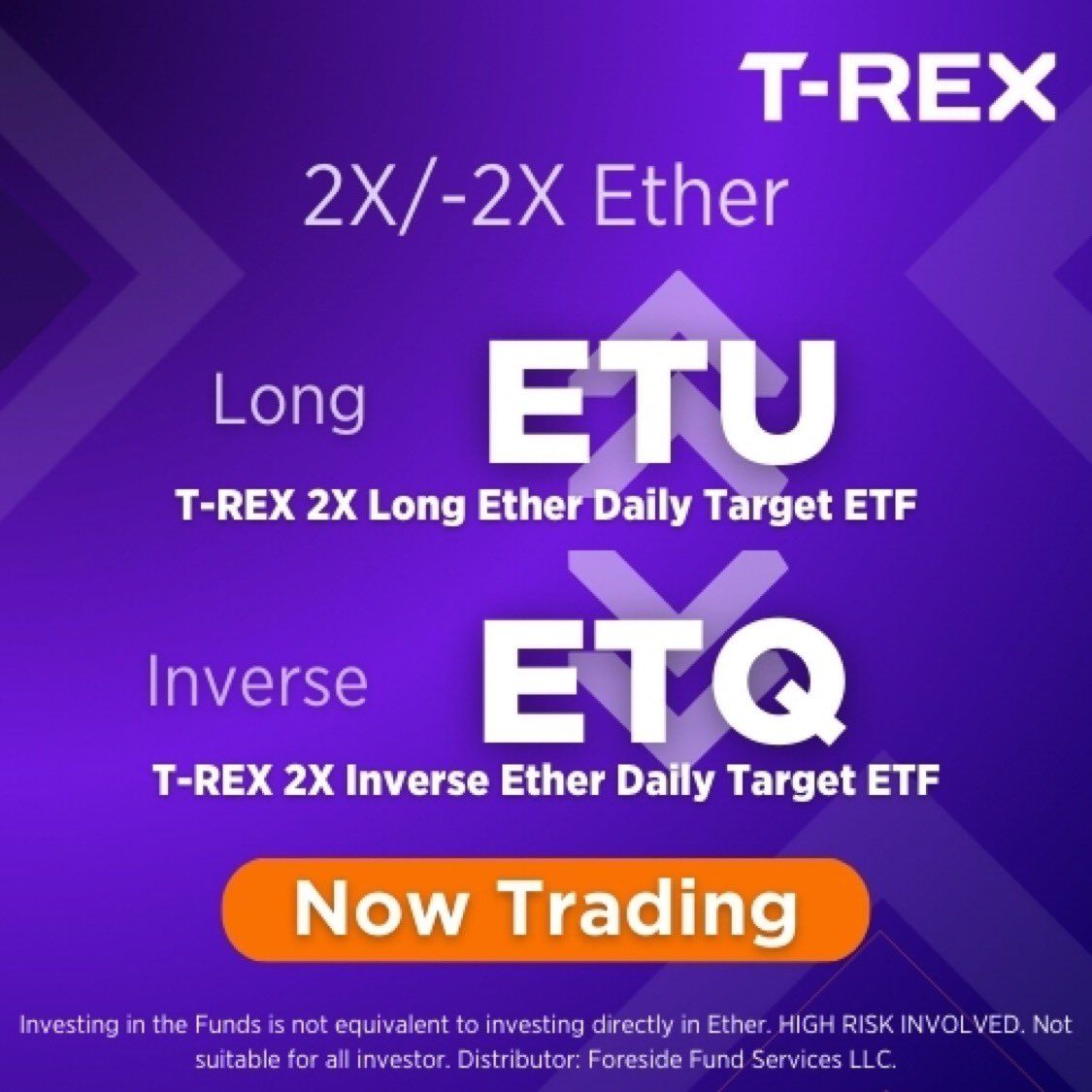 REX Shares and Tuttle Capital Management Launch 2x Leveraged Long Ethereum ETF $ETU and Short ETF $ETQ on October 24, 2024