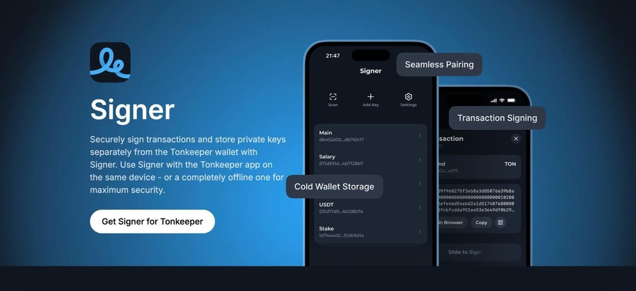 Tonkeeper launches Signer app to increase security of its non-custodial crypto wallet