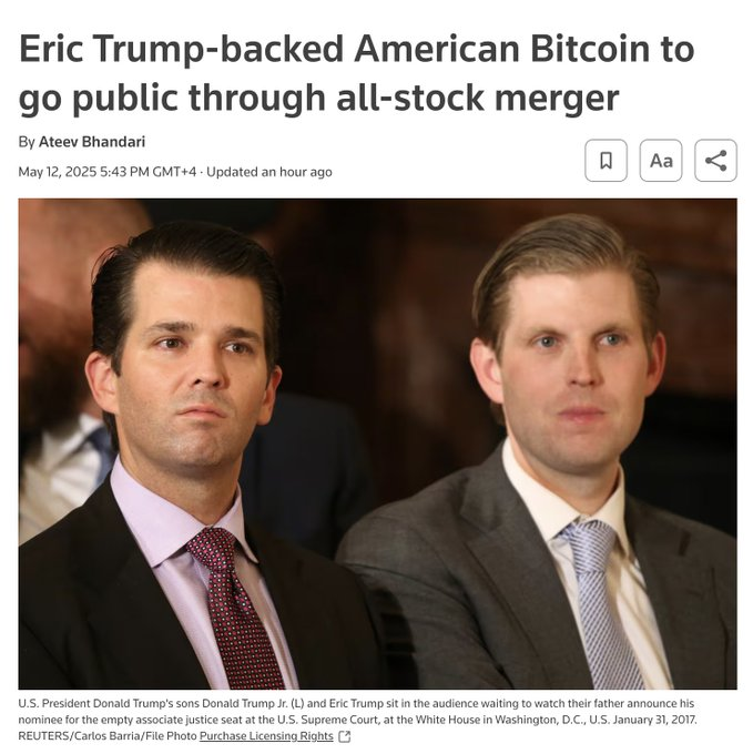 Trump Family-Backed American Bitcoin to Go Public on Nasdaq as ABTC in Q3 2025, Retaining 98% Ownership
