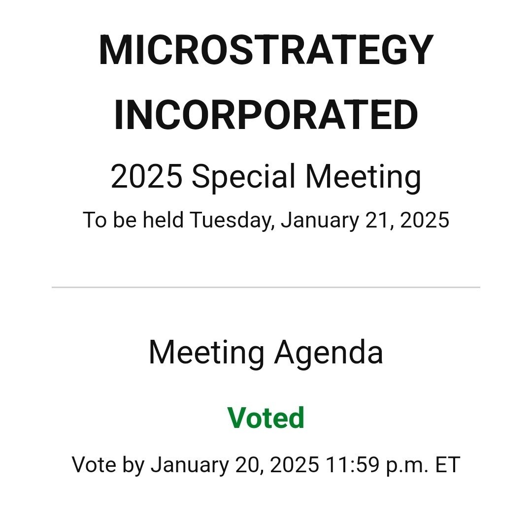 MicroStrategy ($MSTR) Shareholders Vote on Increasing Shares for Additional Bitcoin Purchases ($BTC)