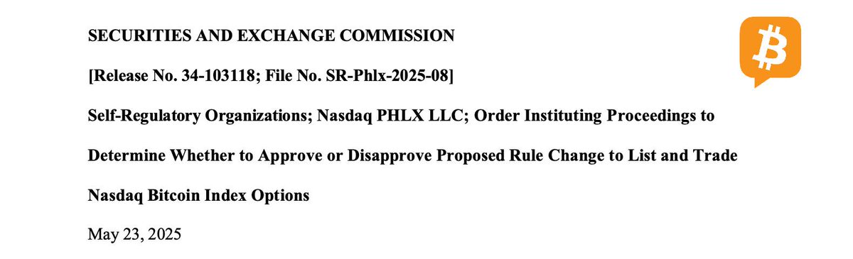 SEC Reviews Nasdaq PHLX Proposal to List Bitcoin Index Options in U.S. Market
