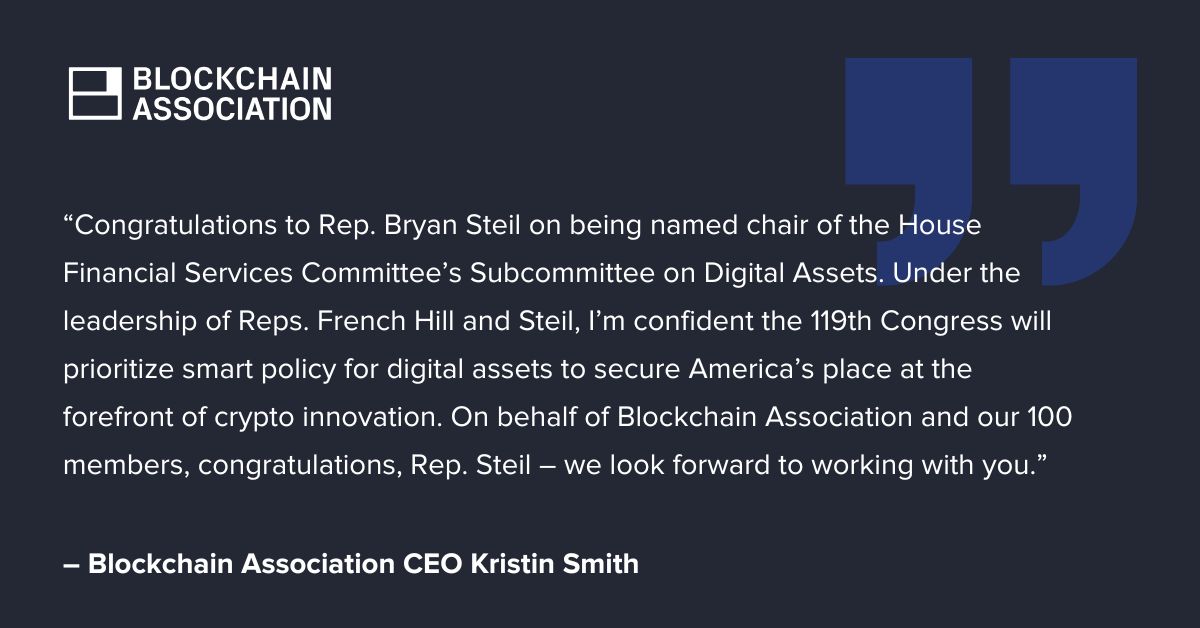 Rep. Bryan Steil Appointed Chairman of Digital Assets Subcommittee by House Financial Services Committee's French Hill