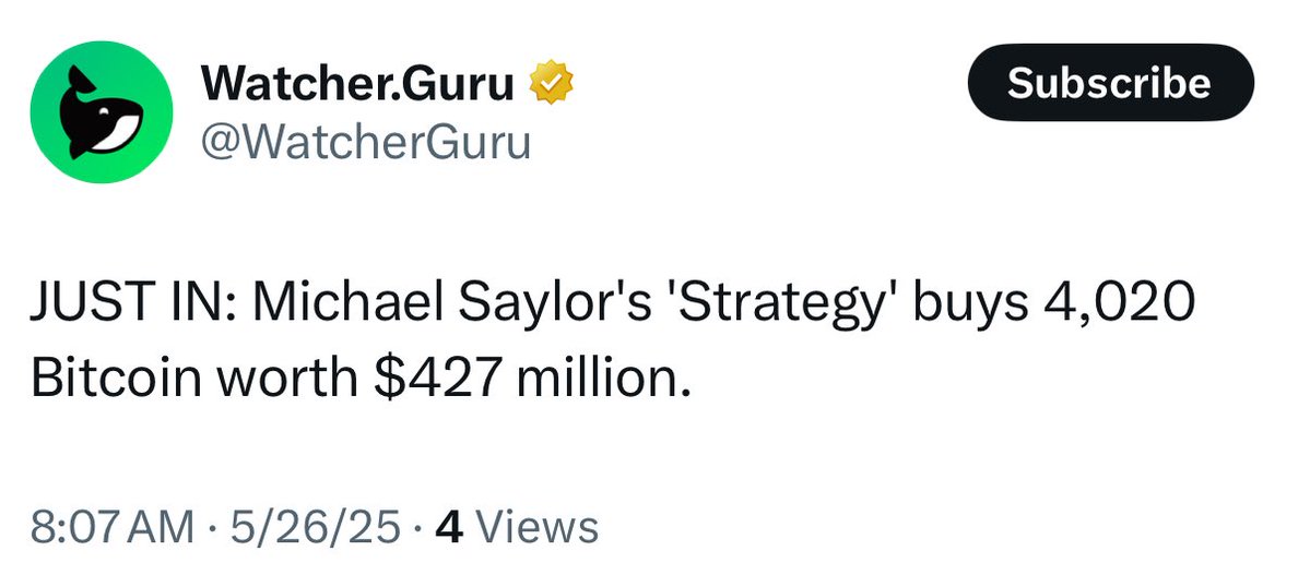 Saylor’s Strategy Buys 4,020 Bitcoin for 7 Million, Holdings Climb to 580,250 BTC